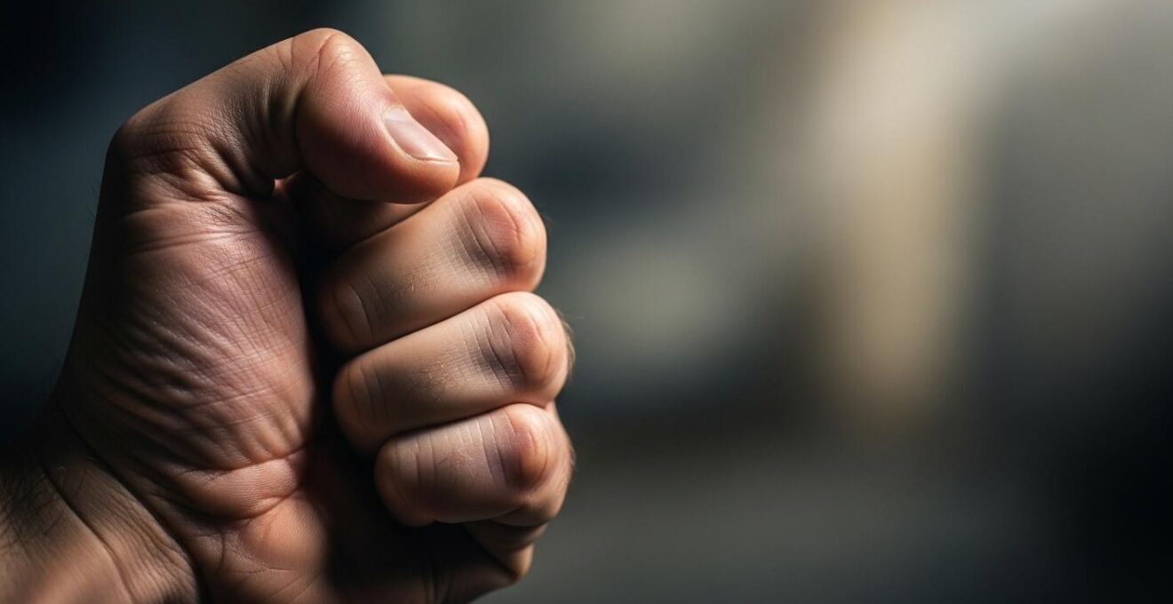 Gros plan sur une main serrant un poing exprimant la fatigue et la tension