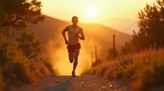 Coureur dynamique sur un parcours vallonné illustrant le spectre d'intensités, vitesse et effort