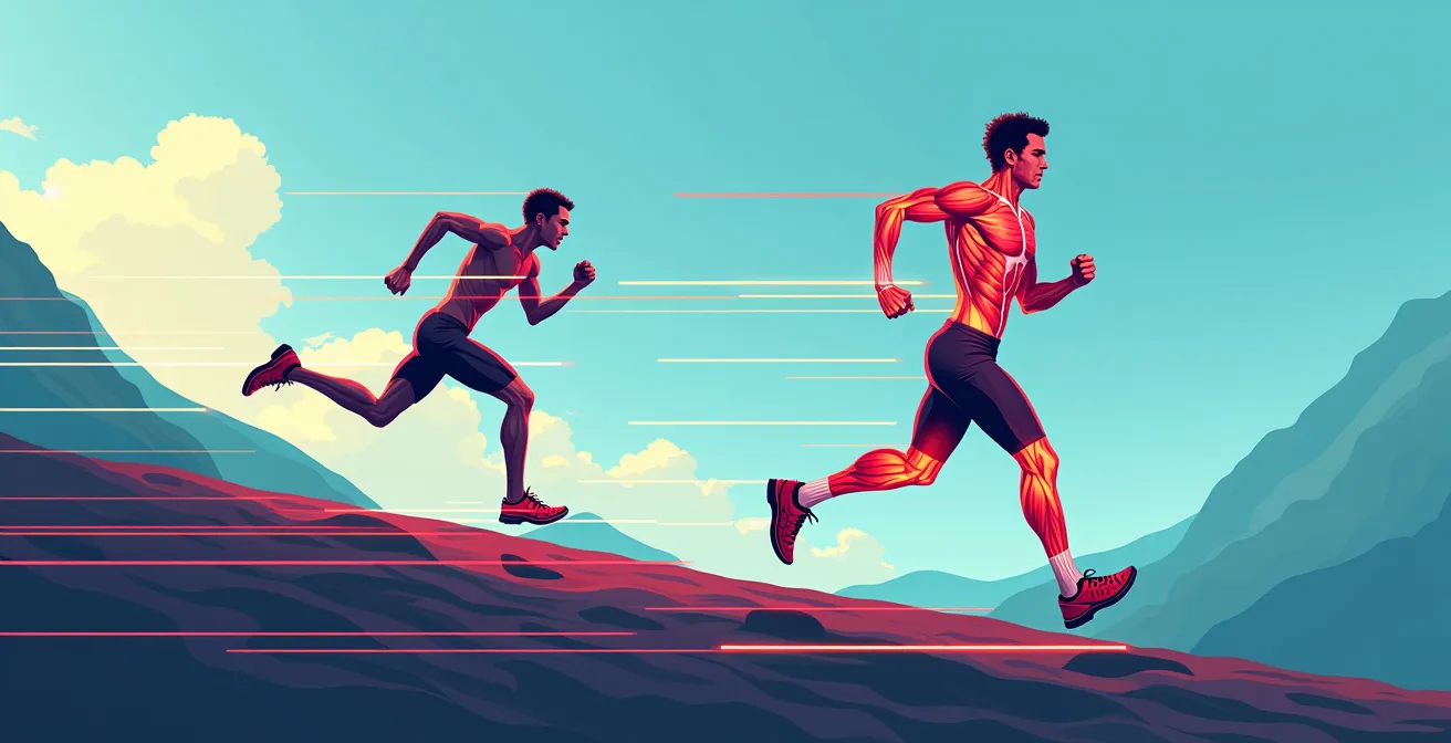 Schéma montrant les muscles activés intensément par le fractionné et la course en côte