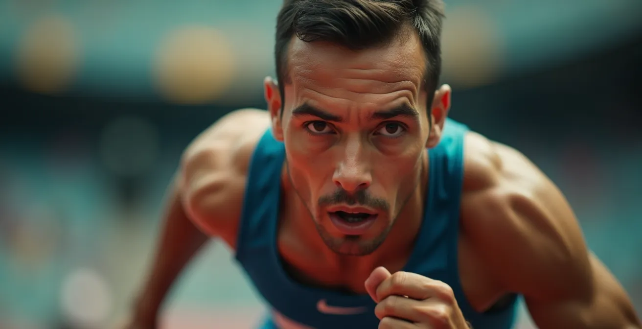 Coureur concentré lors d'un tempo run illustrant la force mentale et l'effort physique