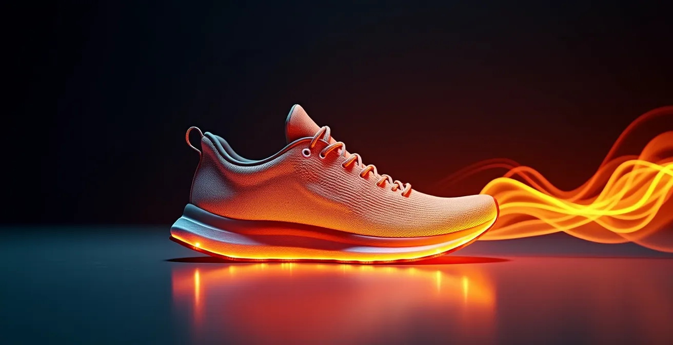 Métaphore visuelle du moteur et de l'endurance en course à pied