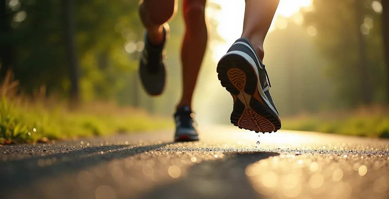 Coureur solitaire en séance d'endurance rapide sur voie verte française